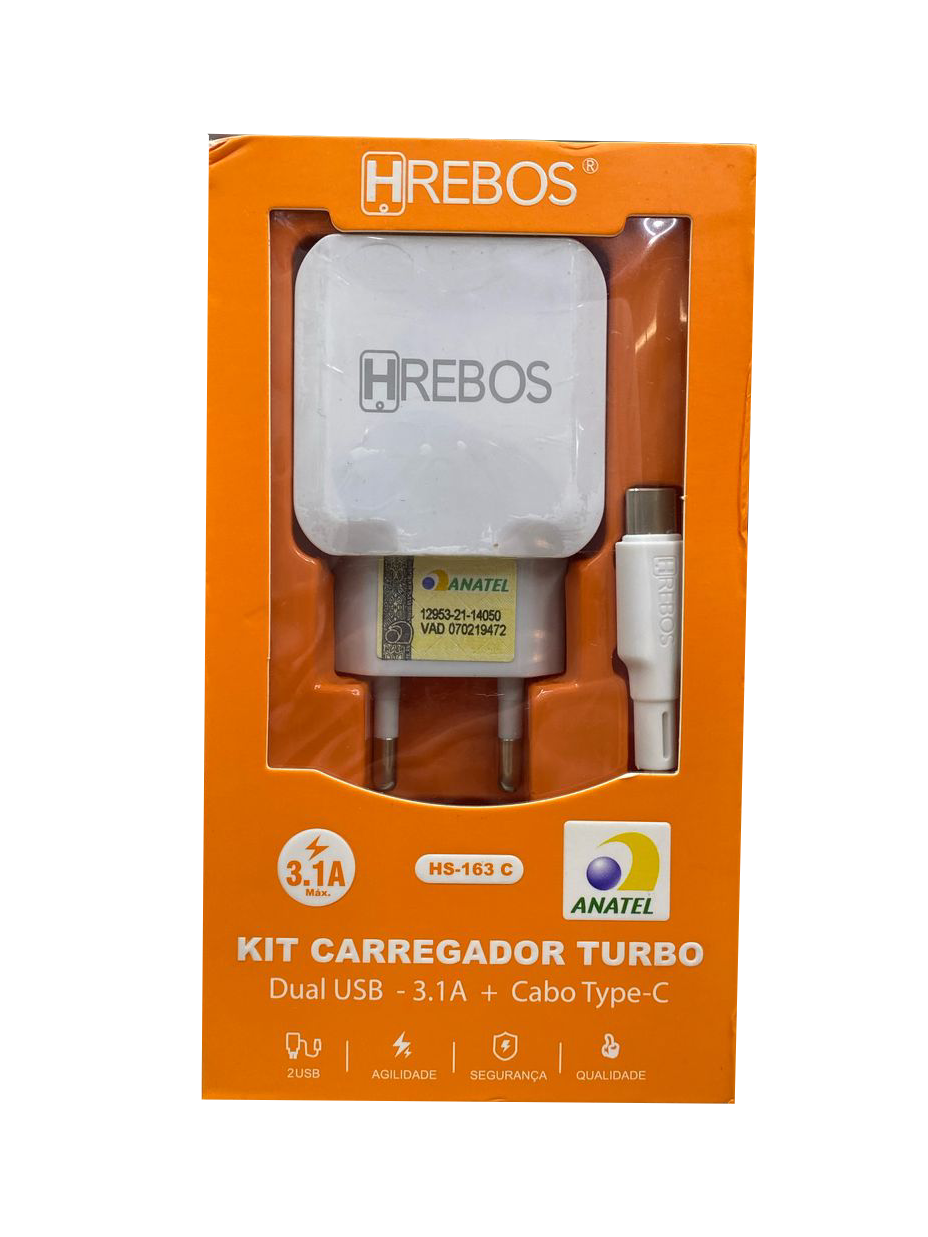 Kit Carregador Turbo Dual Usb + Cabo Tipo C