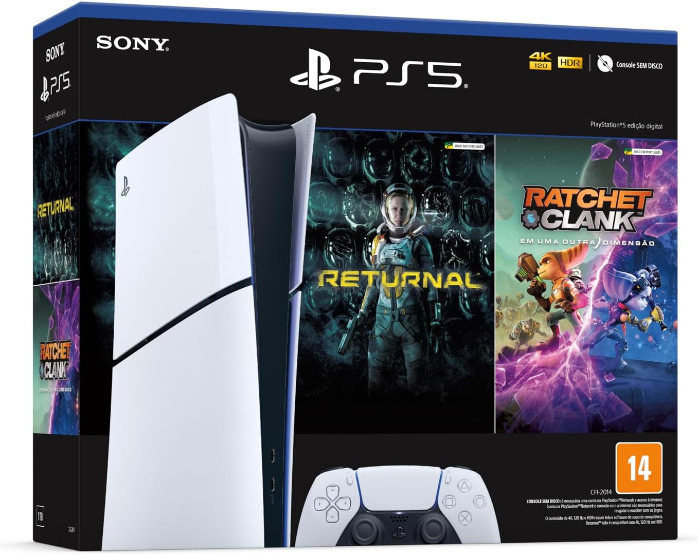 PS5 Slim Digital + 2 Jogos